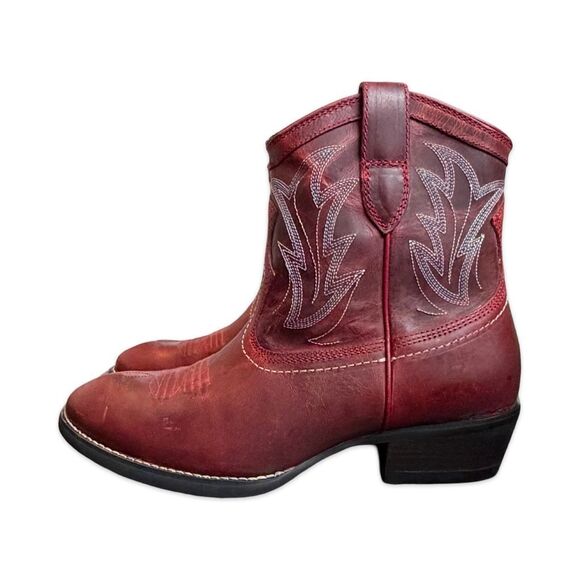 Ariat Billie Retro Red Leather Western Ankle Boots Zip Womens Size 7 B NWOB - Picture 8 of 10